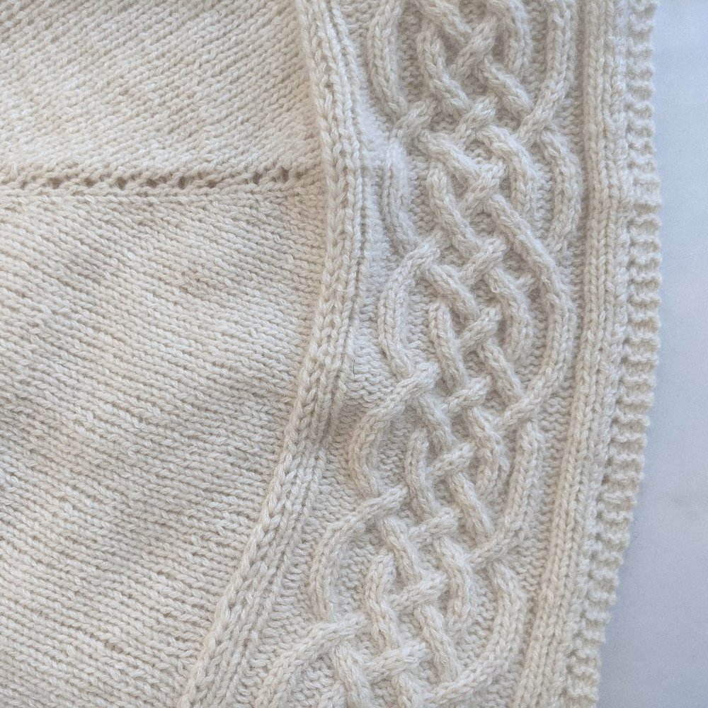 Hand knit cashmere Celtic shawl